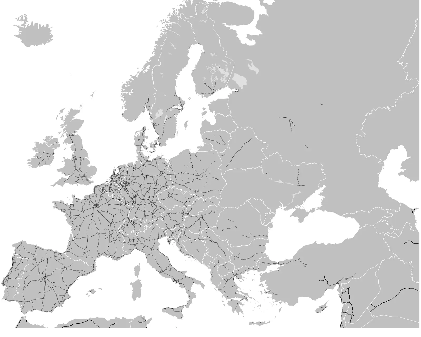 Completed highways in Europe as of May 2014